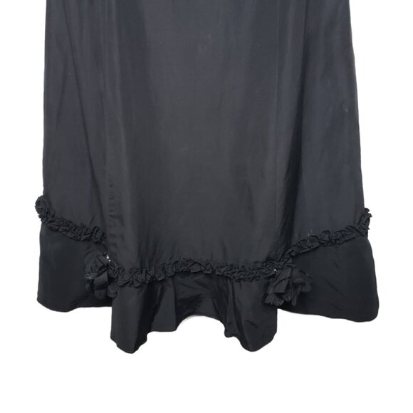 Odille Anthro Women's Sz 14  Black Silk Tank Dress, Removable Flowers (1512) - Picture 5 of 6